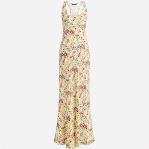 J.Crew Alicia Cupro Racerback Slip Maxi Dress In Painterly Floral Size 6